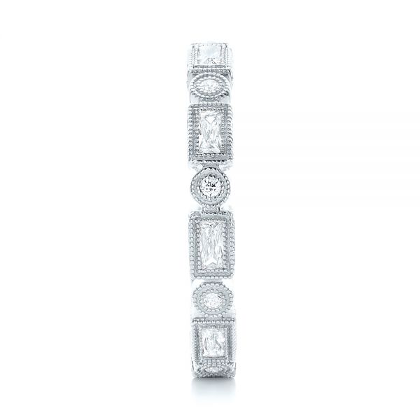 18k White Gold 18k White Gold Round And Baguette Diamond Stackable Eternity Band - Side View -  101943