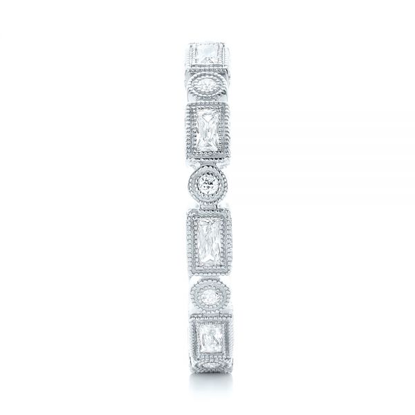 Platinum Platinum Round And Baguette Diamond Stackable Eternity Band - Side View - 101943