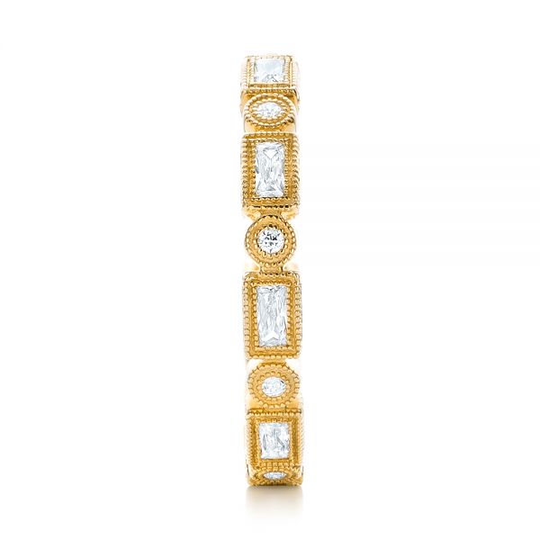 18k Yellow Gold 18k Yellow Gold Round And Baguette Diamond Stackable Eternity Band - Side View -  101943