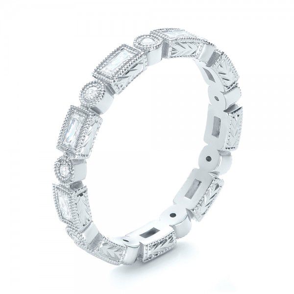 Round and Baguette Diamond Stackable Eternity Band - Image