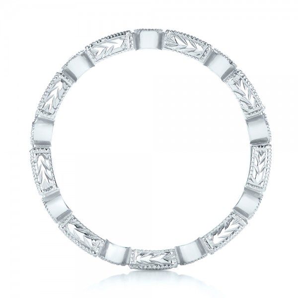 18k White Gold Round And Baguette Diamond Stackable Eternity Band - Front View -  101945
