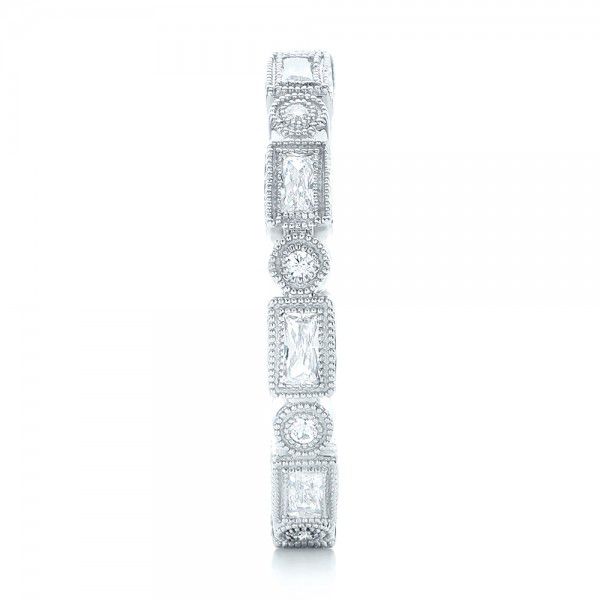 14k White Gold 14k White Gold Round And Baguette Diamond Stackable Eternity Band - Side View -  101945