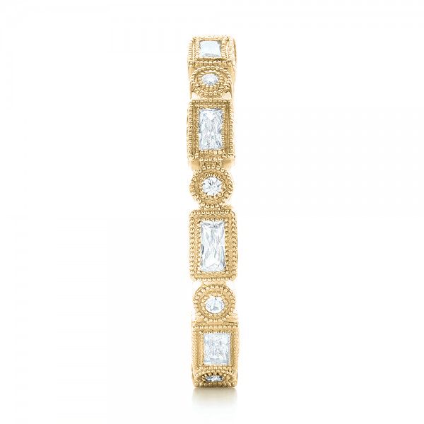 18k Yellow Gold 18k Yellow Gold Round And Baguette Diamond Stackable Eternity Band - Side View -  101945