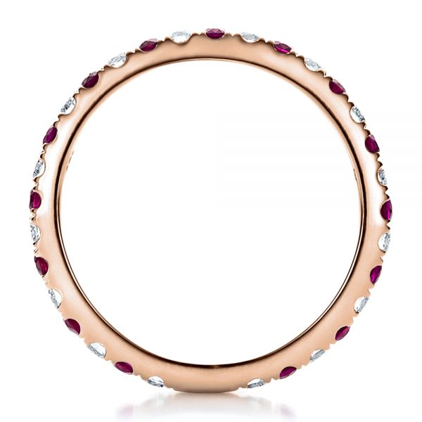 18k Rose Gold 18k Rose Gold Ruby Band With Matching Engagement Ring - Front View - 100002
