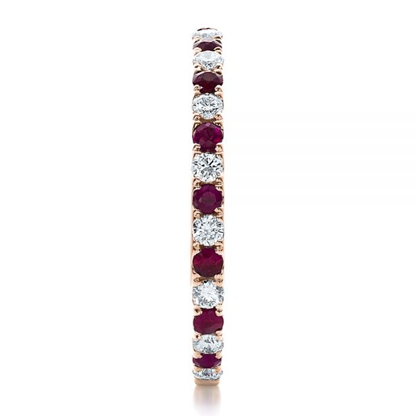 18k Rose Gold 18k Rose Gold Ruby Band With Matching Engagement Ring - Side View - 100002