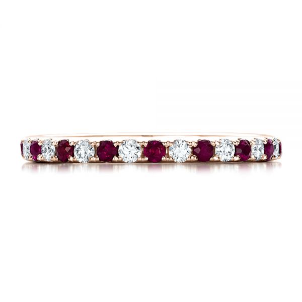 18k Rose Gold 18k Rose Gold Ruby Band With Matching Engagement Ring - Top View - 100002