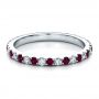 14k White Gold 14k White Gold Ruby Band With Matching Engagement Ring - Flat View -  100002 - Thumbnail