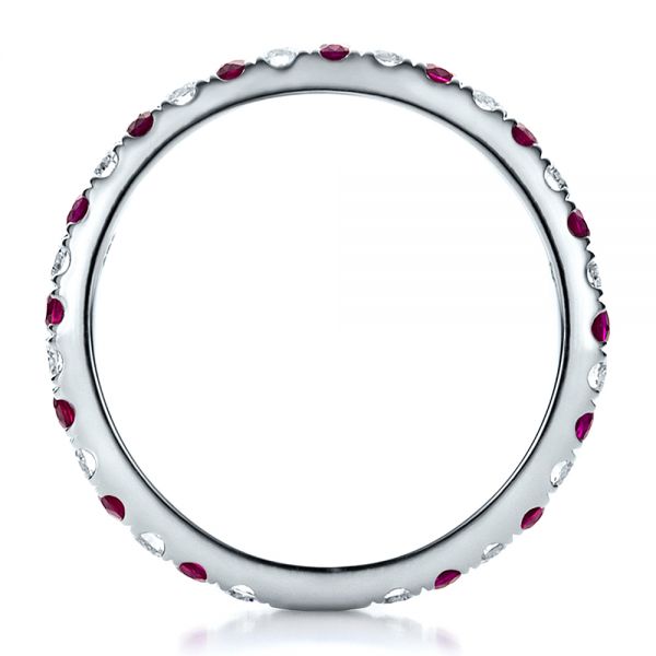 14k White Gold 14k White Gold Ruby Band With Matching Engagement Ring - Front View -  100002