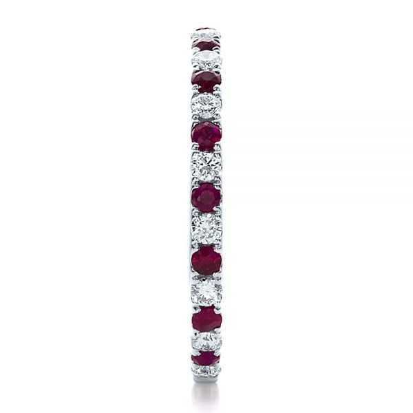 14k White Gold 14k White Gold Ruby Band With Matching Engagement Ring - Side View -  100002