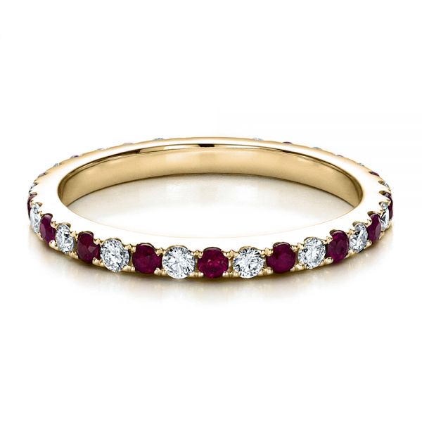 14k Yellow Gold 14k Yellow Gold Ruby Band With Matching Engagement Ring - Flat View - 100002