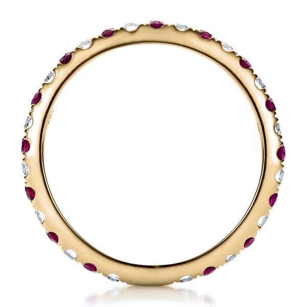 14k Yellow Gold 14k Yellow Gold Ruby Band With Matching Engagement Ring - Front View -  100002