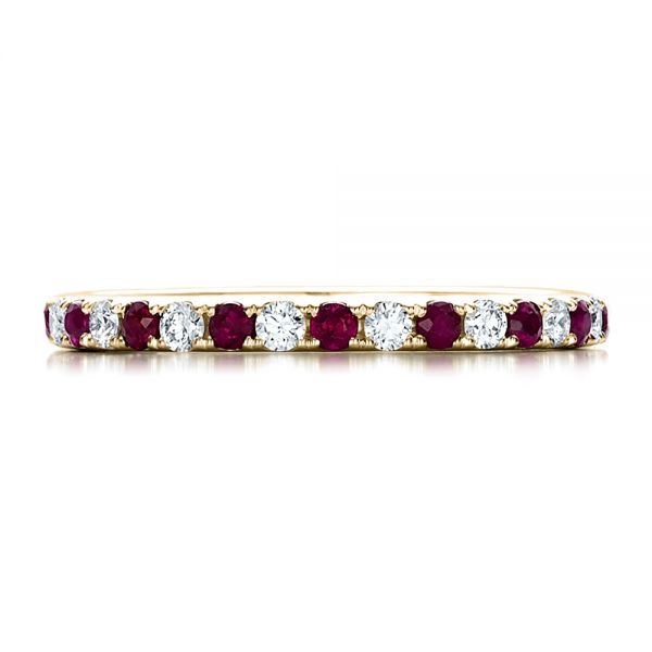 18k Yellow Gold 18k Yellow Gold Ruby Band With Matching Engagement Ring - Top View -  100002