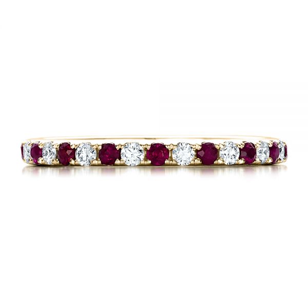 14k Yellow Gold 14k Yellow Gold Ruby Band With Matching Engagement Ring - Top View - 100002