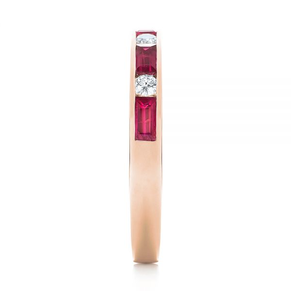 14k Rose Gold 14k Rose Gold Ruby And Diamond Wedding Band - Side View - 103761