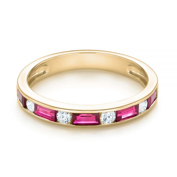 14k Yellow Gold Ruby And Diamond Wedding Band #103761 - Seattle ...