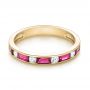 18k Yellow Gold 18k Yellow Gold Ruby And Diamond Wedding Band - Flat View -  103761 - Thumbnail