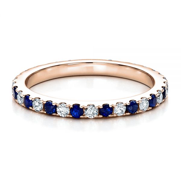 18k Rose Gold 18k Rose Gold Sapphire Band With Matching Engagement Ring - Flat View -  100001