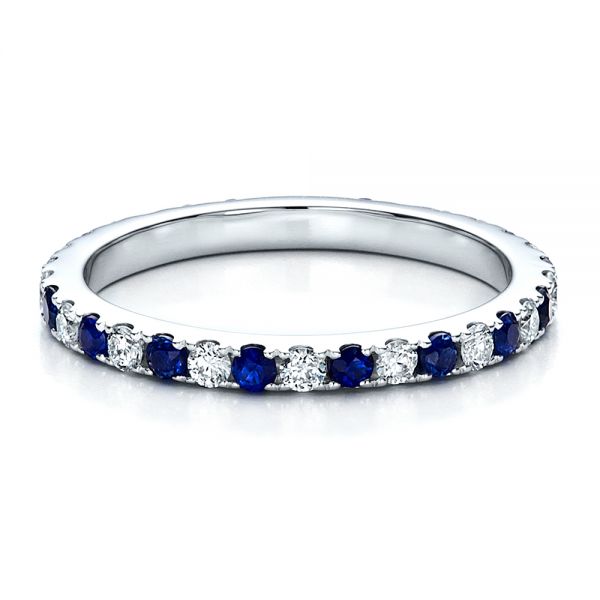  Platinum Platinum Sapphire Band With Matching Engagement Ring - Flat View -  100001