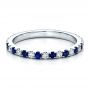 18k White Gold Sapphire Band With Matching Engagement Ring - Flat View -  100001 - Thumbnail
