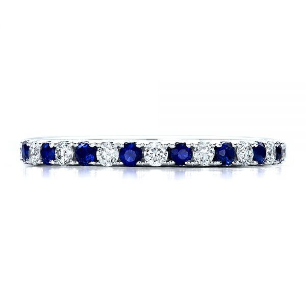 18k White Gold Sapphire Band With Matching Engagement Ring - Top View -  100001