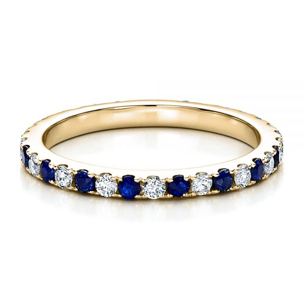 18k Yellow Gold 18k Yellow Gold Sapphire Band With Matching Engagement Ring - Flat View -  100001