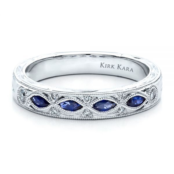 Sapphire Wedding Band With Matching Engagement Ring - Kirk Kara - Flat View -  1457