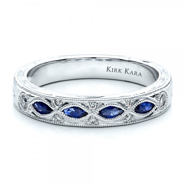 Sapphire Wedding Band With Matching Engagement Ring Kirk Kara Flat 1457 