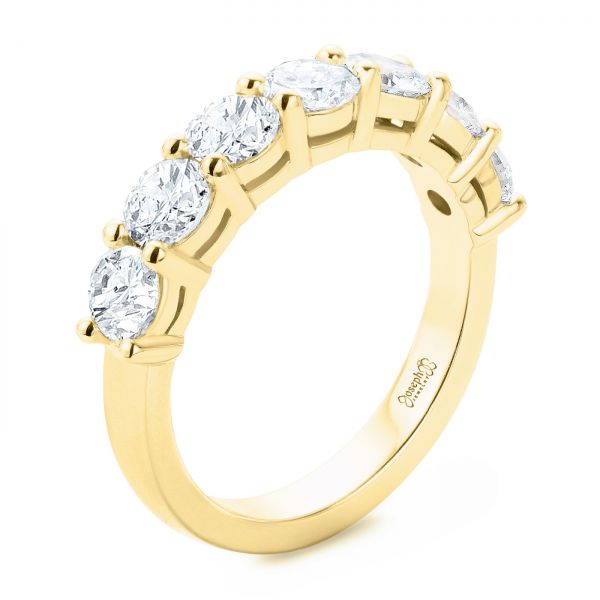 18k Yellow Gold 18k Yellow Gold Seven Stone Diamond Wedding Ring - Three-Quarter View -  107287