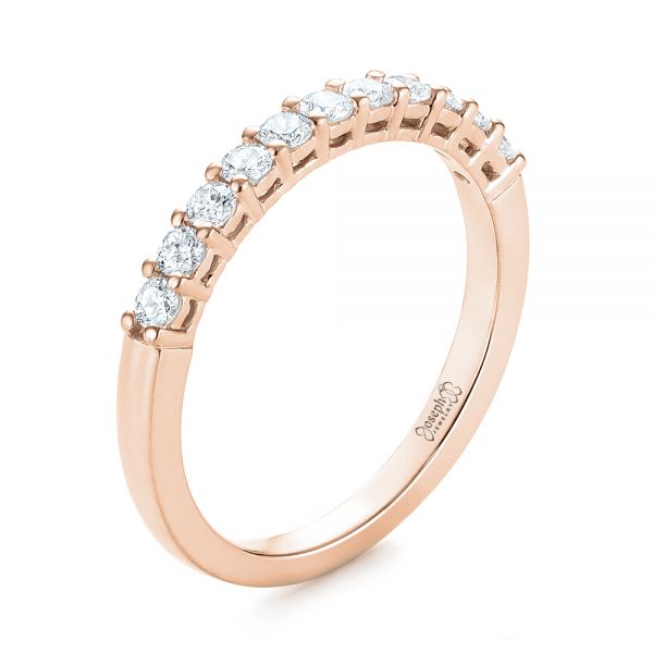 14k Rose Gold 14k Rose Gold Shared Prong Basket-set Diamond Wedding Band - Three-Quarter View -  104164