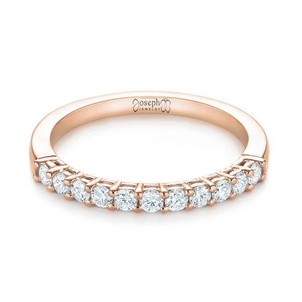14k Rose Gold 14k Rose Gold Shared Prong Basket-set Diamond Wedding Band - Flat View -  104164