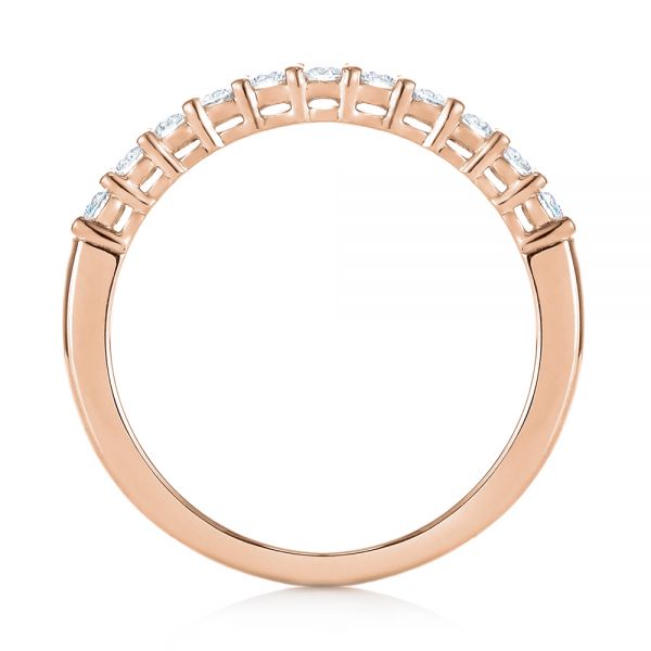 14k Rose Gold 14k Rose Gold Shared Prong Basket-set Diamond Wedding Band - Front View -  104164