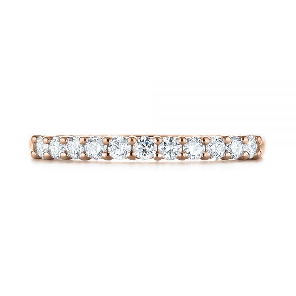 14k Rose Gold 14k Rose Gold Shared Prong Basket-set Diamond Wedding Band - Top View -  104164