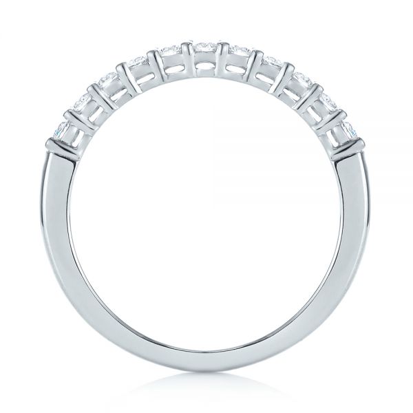 18k White Gold Shared Prong Basket-set Diamond Wedding Band - Front View - 104164