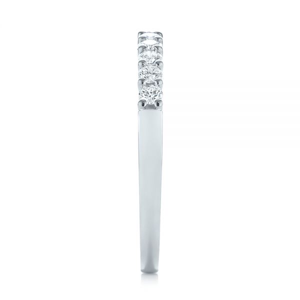 18k White Gold Shared Prong Basket-set Diamond Wedding Band - Side View - 104164
