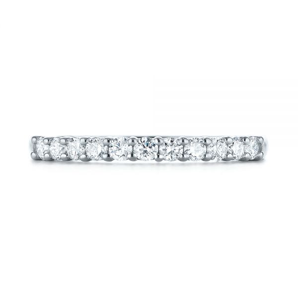 18k White Gold Shared Prong Basket-set Diamond Wedding Band - Top View - 104164