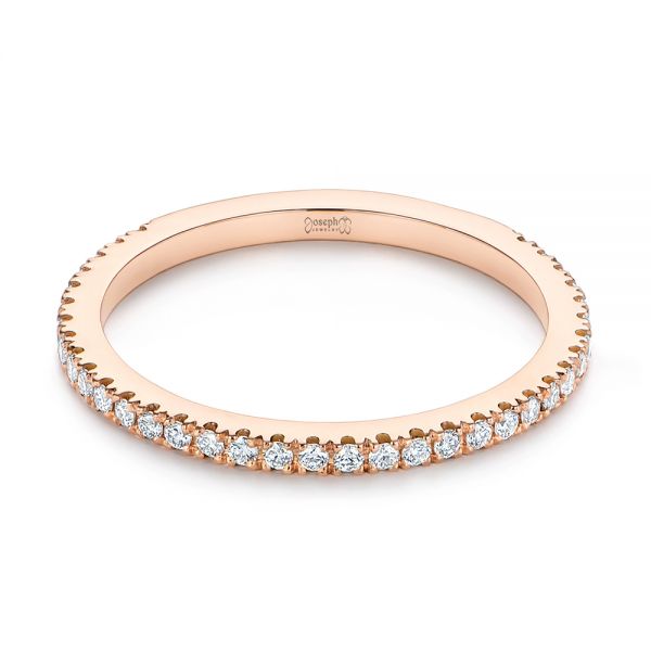 18k Rose Gold Single Row Diamond Wedding Band - Flat View -  105769 - Thumbnail