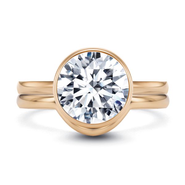 18k Rose Gold 18k Rose Gold Sleek Curved Wedding Band - Top View - 107875