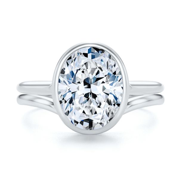 18k White Gold 18k White Gold Sleek Wavy Wedding Band - Top View -  107876 - Thumbnail