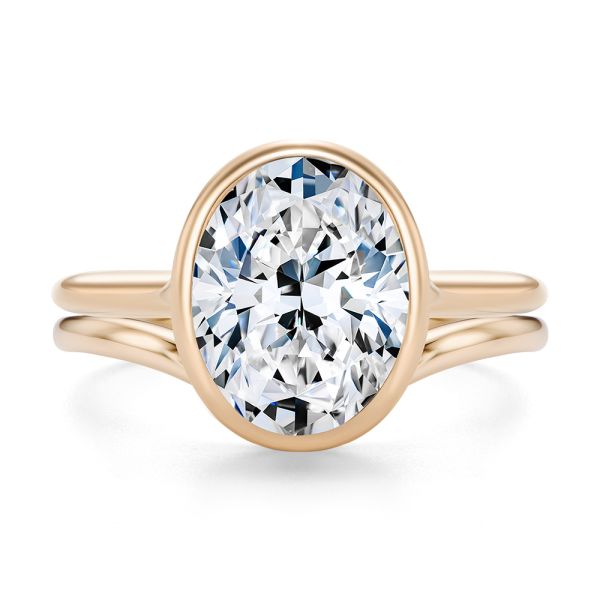 14k Rose Gold 14k Rose Gold Sleek Wavy Wedding Band - Top View - 107876