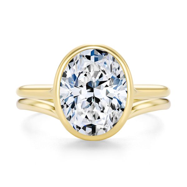 14k Yellow Gold Sleek Wavy Wedding Band - Top View - 107876