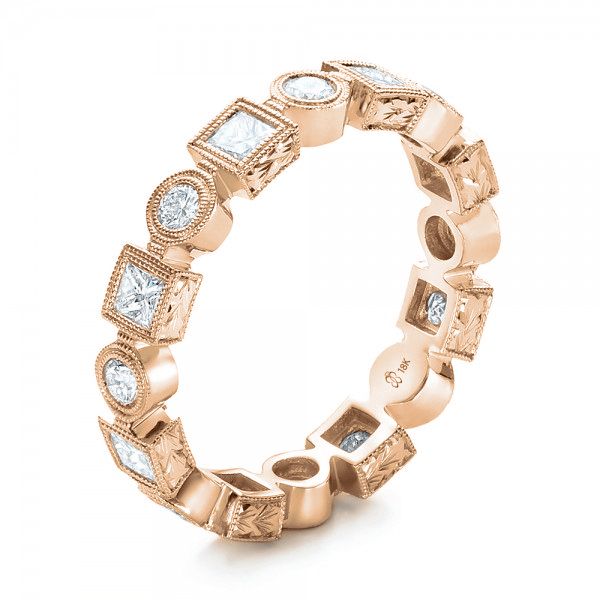 14k Rose Gold 14k Rose Gold Stackable Diamond Eternity Band - Three-Quarter View - 101875