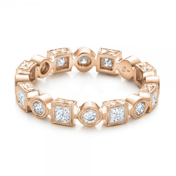 18k Rose Gold 18k Rose Gold Stackable Diamond Eternity Band - Flat View -  101875