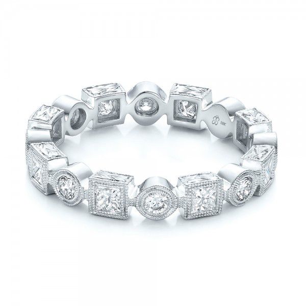 18k White Gold Stackable Diamond Eternity Band - Flat View -  101875