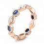 18k Rose Gold 18k Rose Gold Stackable Diamond And Blue Sapphire Eternity Band - Three-Quarter View -  101876 - Thumbnail