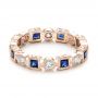 14k Rose Gold 14k Rose Gold Stackable Diamond And Blue Sapphire Eternity Band - Flat View -  101874 - Thumbnail