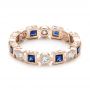 14k Rose Gold 14k Rose Gold Stackable Diamond And Blue Sapphire Eternity Band - Flat View -  101874 - Thumbnail