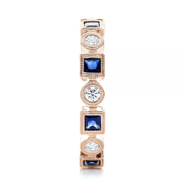 18k Rose Gold 18k Rose Gold Stackable Diamond And Blue Sapphire Eternity Band - Side View -  101874