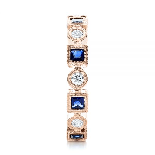 14k Rose Gold 14k Rose Gold Stackable Diamond And Blue Sapphire Eternity Band - Side View - 101874