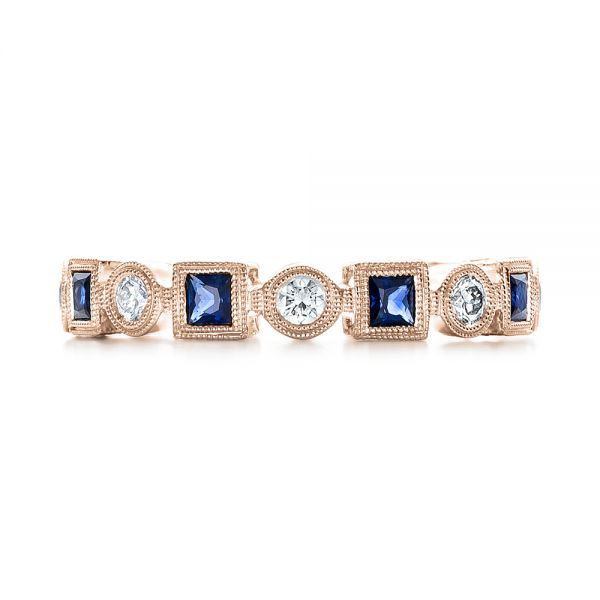 18k Rose Gold 18k Rose Gold Stackable Diamond And Blue Sapphire Eternity Band - Top View -  101874