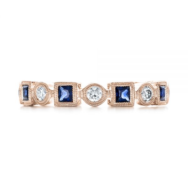 14k Rose Gold 14k Rose Gold Stackable Diamond And Blue Sapphire Eternity Band - Top View - 101874